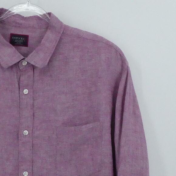 UNTUCKit Shirt Mens 3XL Lavender Laleure WR 100% Linen Business Office Preppy - Picture 6 of 16